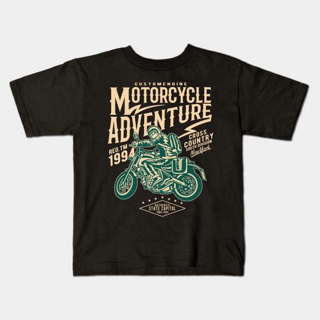 Motorcycle Adventure Kids T-Shirt by PaunLiviu